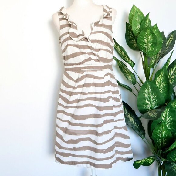 J. Crew Abstract Stripe Surplive V-neck Fit & Flare A-line Shift Mini Dress 10 - Picture 2 of 8